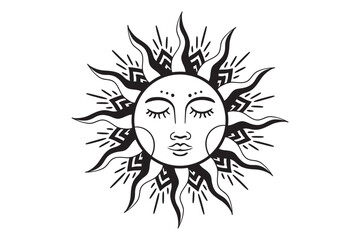 Boho sun SVG, Sun SVG, Bohemian sun SVG, Sunburst SVG, Celestial SVG, Sun and moon SVG, Sun rays SVG, Sun illustration SVG, Boho style sun SVG, Sun clipart, Sun design SVG, Sun art SVG, Sun silhouette
