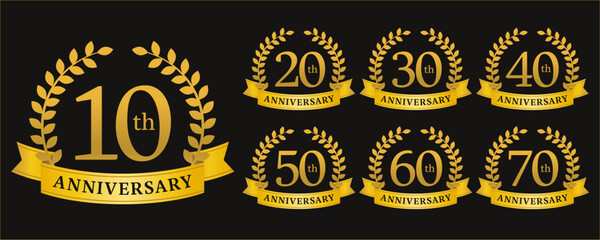 アニバーサリーアイコン_金_ベクターイラスト