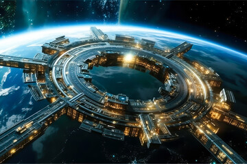 a mega city of the future on the planet superficie, generative ai