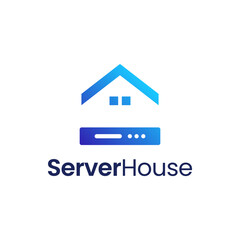 The logo of the combination of the roof of the house and the server. It is suitable for use as a server rental logo.