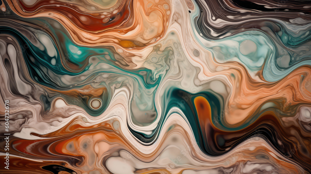 Poster abstract illustration of a marble pattern, creating a blurry pattern of shapes and colors. generativ