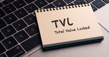There is notebook with the word Total Value Locked.It is as an eye-catching image.
