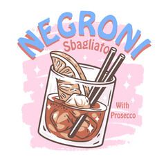 Negroni cocktail with ice and slice of orange for summer party. Alcochol exotic cocktail with gin for beash bar and restaurant menu