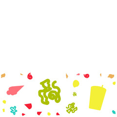 Frames made of summer elements white background.