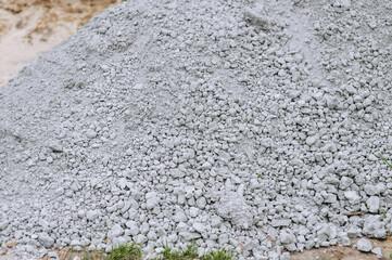 A large pile of rubble, small building stones close-up.