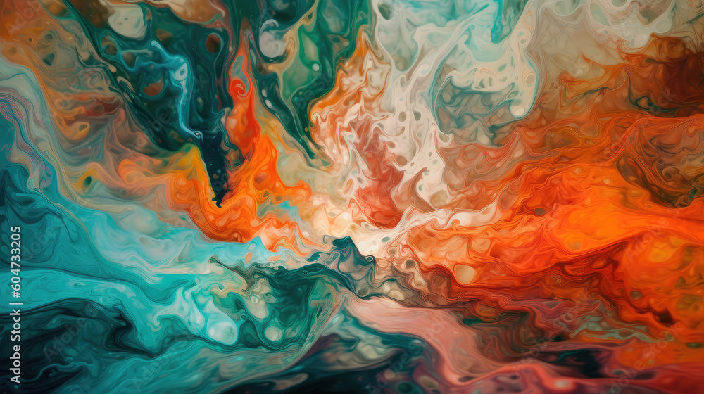 Poster abstract illustration of a marble pattern, creating a blurry pattern of shapes and colors. generativ