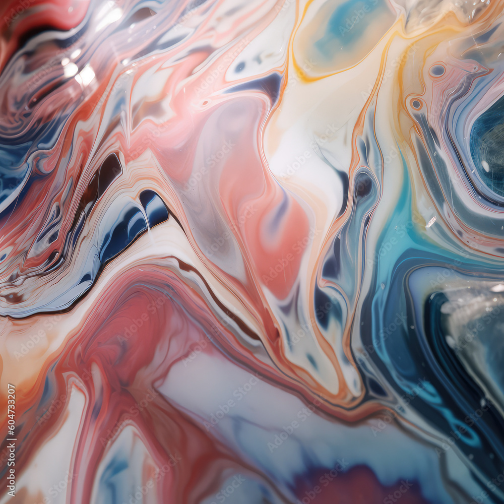 Poster abstract illustration of a marble pattern, creating a blurry pattern of shapes and colors. generativ