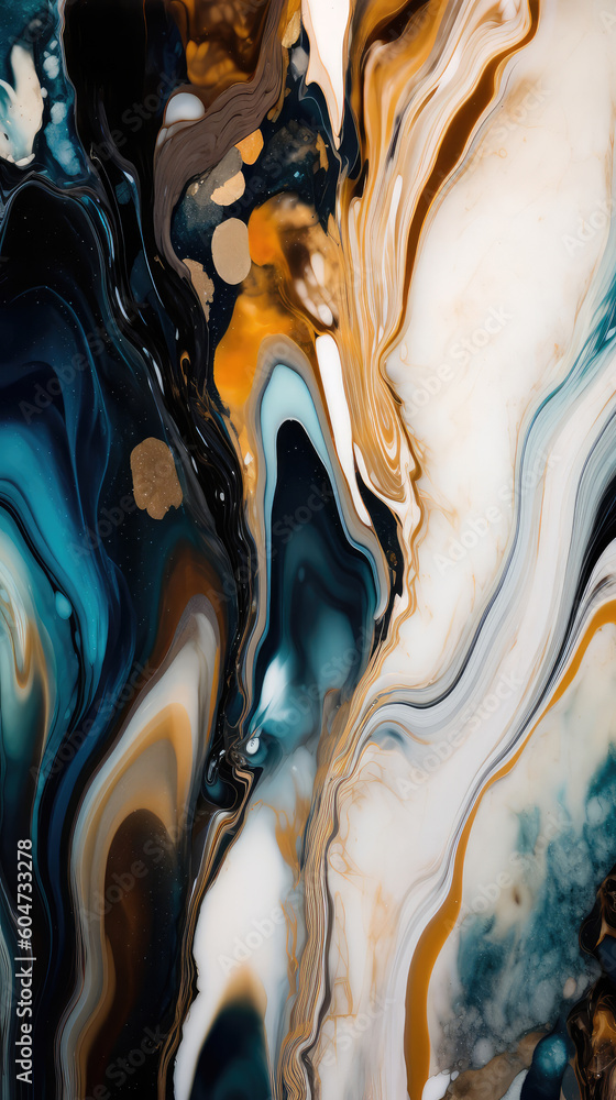 Poster abstract illustration of a marble pattern, creating a blurry pattern of shapes and colors. generativ