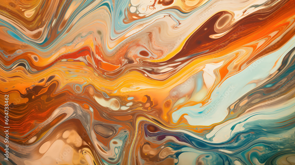 Poster abstract illustration of a marble pattern, creating a blurry pattern of shapes and colors. generativ