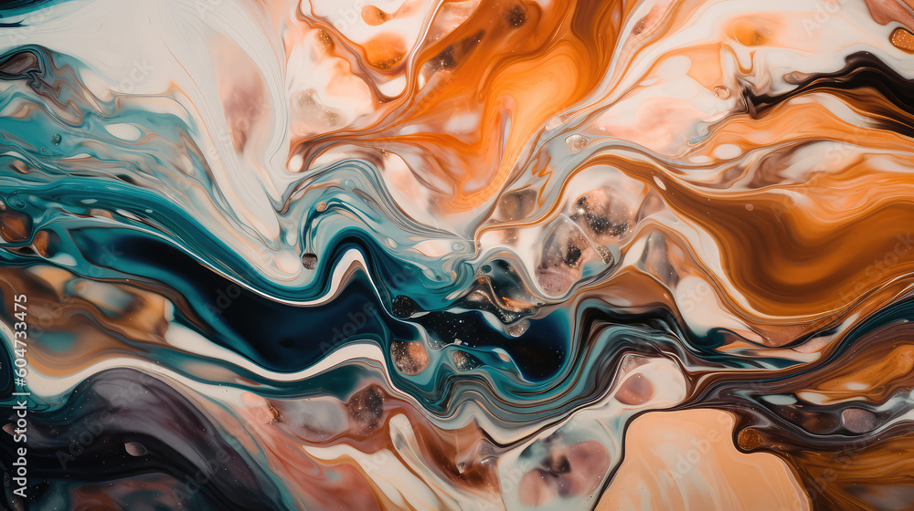 Poster abstract illustration of a marble pattern, creating a blurry pattern of shapes and colors. generativ