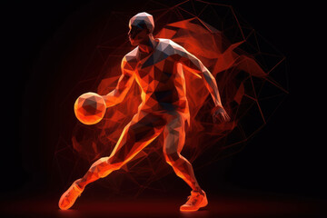 Fototapeta na wymiar Basketball player abstract illustration - generative ai