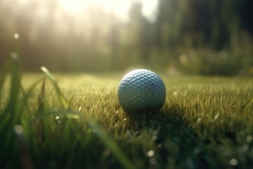 Golf ball on grass - generative ai