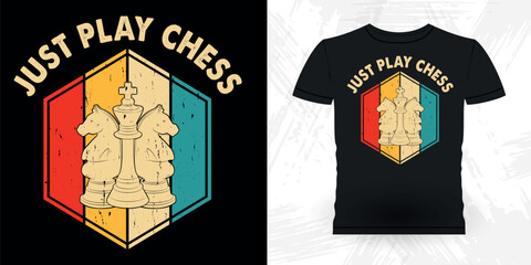 Funny Chess Player Retro Vintage Chess Board T-shirt Design