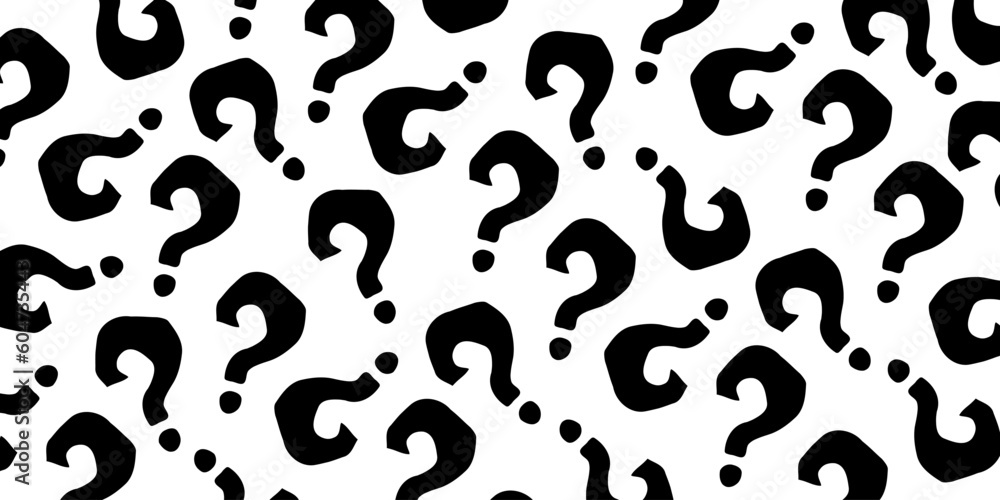 Poster black question marks on white background. question mark pattern abstract vector background.