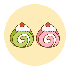 Two slices of roll cake vector design. Illustrations for prints, stickers, invitation cards, web design, blogs, social media, and more.