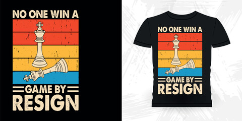 Funny Chess Player Retro Vintage Chess Board T-shirt Design