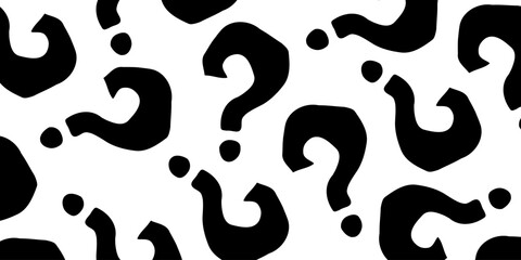 Naklejka na ściany i meble Black question marks on white background. Question mark pattern abstract vector background.