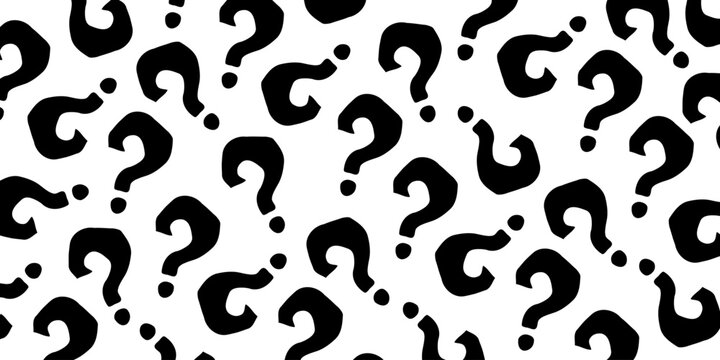 Black question marks on white background. Question mark pattern abstract vector background.