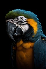 Stunning close-up capturing a parrot in its natural environment. This image showcases the vibrant colors and beauty of the parrot's feathers and features, created with generative A.I. technology.