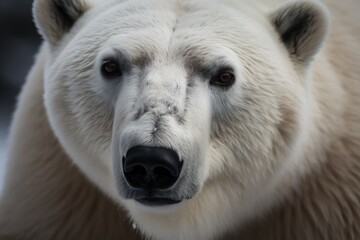 The breathtaking beauty and majestic presence of a polar bear in its natural environment through a stunning close-up. Showcasing its striking beauty. Created with generative A.I. technology.