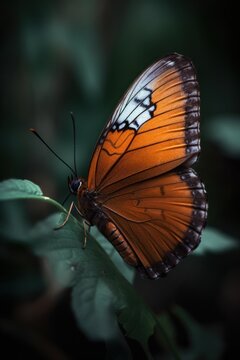 The intricate beauty of nature through a breathtaking close-up  capturing a butterfly in its natural environment. This mesmerizing image showcases the delicate, created with generative A.I. technology