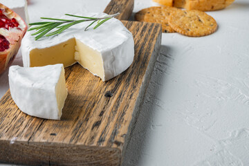 French camembert cheese, on white background