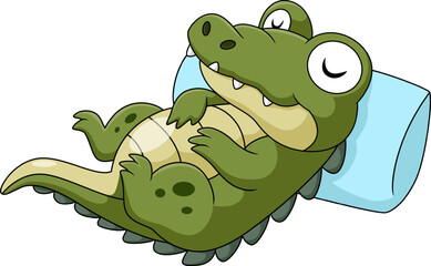 Cute baby crocodile cartoon sleeping