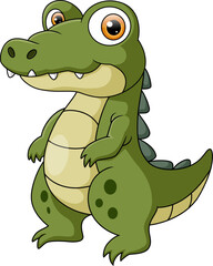 Cute baby crocodile cartoon on white background