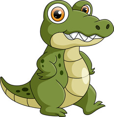 Cute baby crocodile cartoon on white background