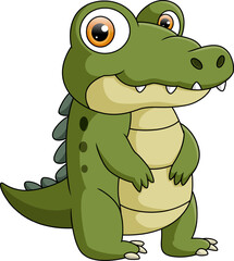 Cute baby crocodile cartoon on white background