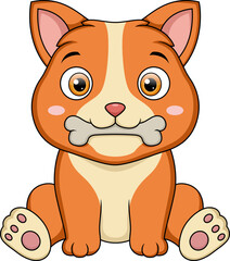 Cute cat cartoon with bone