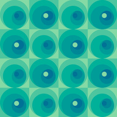 Zielone tło z geometrycznym powtarzającym się wzorem. Elipsy tworzące abstrakcyjny wzór. Ilustracja wektorowa.