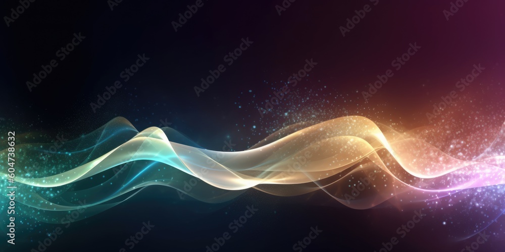 Poster wavy abstract shapes with glittering effect. generative ai aig21.