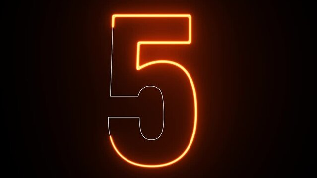 3840x2160. 5 Number. Five electric lighting text with neon animation on black background.