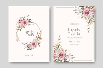 wreath flowers wedding invitation card template