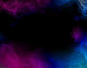 Fototapeta premium Smoke illuminated with neon light in dark room
