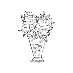 Line Art Flower in a Vase