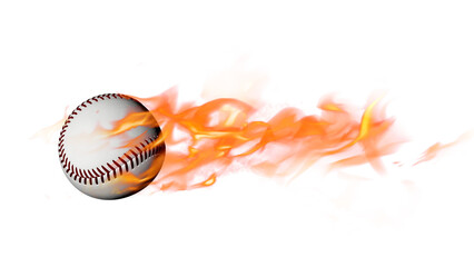 baseball on fire, baseball with a trail of fire, fireball