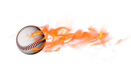 baseball on fire, baseball with a trail of fire, fireball