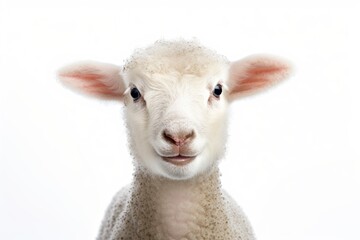  A young lamb on a white background - sheep - EID AL ADHA- Generative AI

