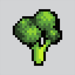 Naklejka premium pixel art broccoli. broccoli vegetables pixelated design for logo, web, mobile app, badges and patches. Video game sprite. 8-bit. Isolated vector illustration.