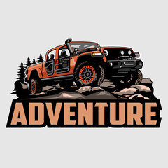 pick up truck illustration logo design vector © himmahdesigns