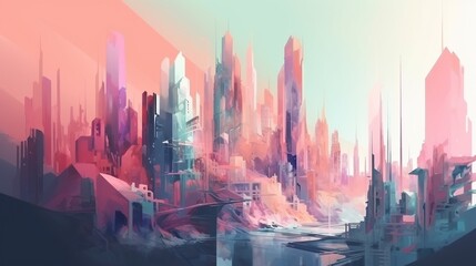 A city of living crystal structures. Fantasy concept , Illustration painting. Generative AI