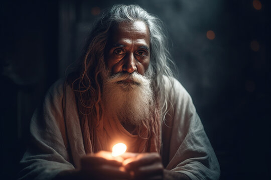 Happy guru purnima. The day on which the first guru was born. The feast day of the great sage Vyasa. Traditional Hindu celebration, dedicated to enlightened spiritual masters. Generative AI