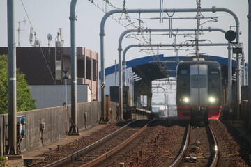 晴れた日の名古屋の鉄道風景