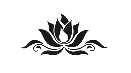 vector lotus silhouette. Vector black lotus icons set on white background. Lotus plant. Lotus flower