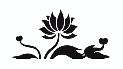 vector lotus silhouette. Vector black lotus icons set on white background. Lotus plant. Lotus flower