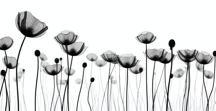flower silhouette. Vector black icons set on white background. plant. 