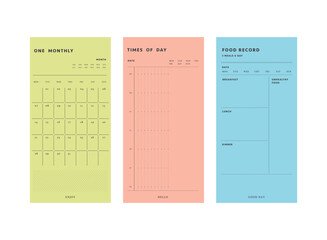 3 set of Daily, Weekly, Monthly Planner template. Make your day more easily and happy. Vector Print template.	