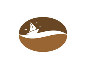Sailing boat inside the coffee beans logo